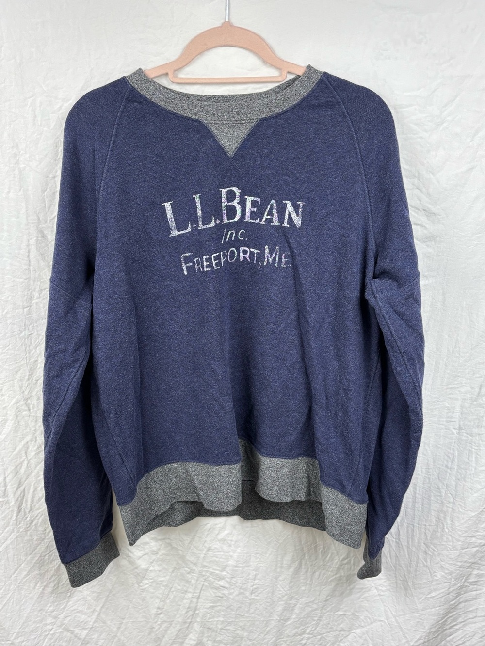 L.L. Bean Signature slim fit women’s Large Navy and Gray Crewneck Sweatshirt